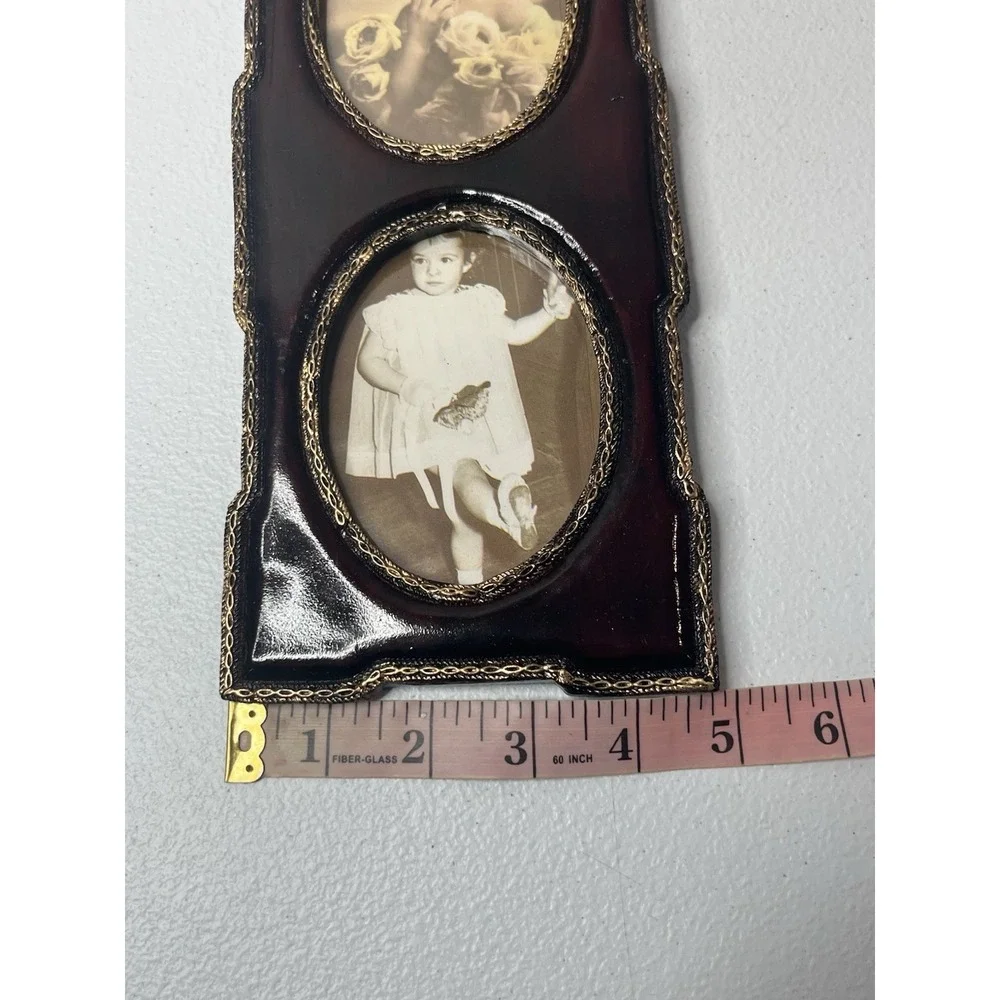 Vtg Burgundy and Gold photo‎ Picture Frames Set Of 2 Made In Taiwan Victorian